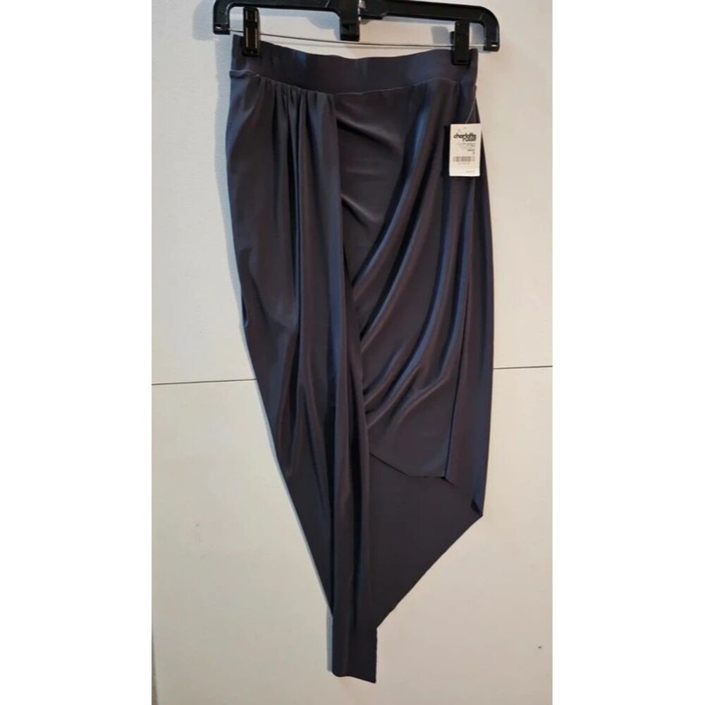 NWT Charlotte Russe Charcoal Grey Asymmetric Draped Tulip Midi Skirt S